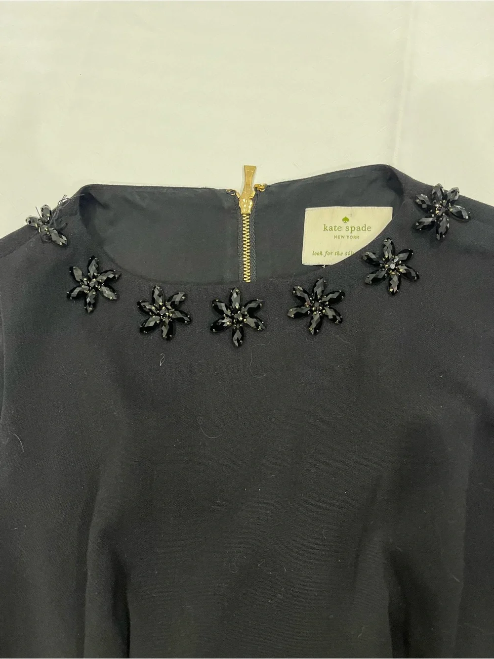 kate spade Black Sleeveless A-Line Dress with Embellished Neckline - Picture 3 of 11